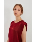 SATIN T-SHIRT WITH SHOULDER PADS